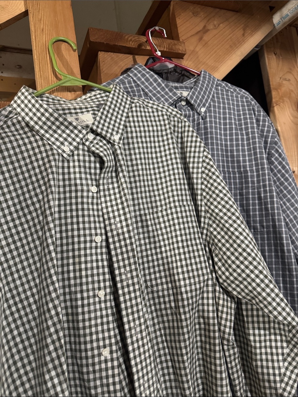 Men's Button-Down Check Shirt - Gray/White